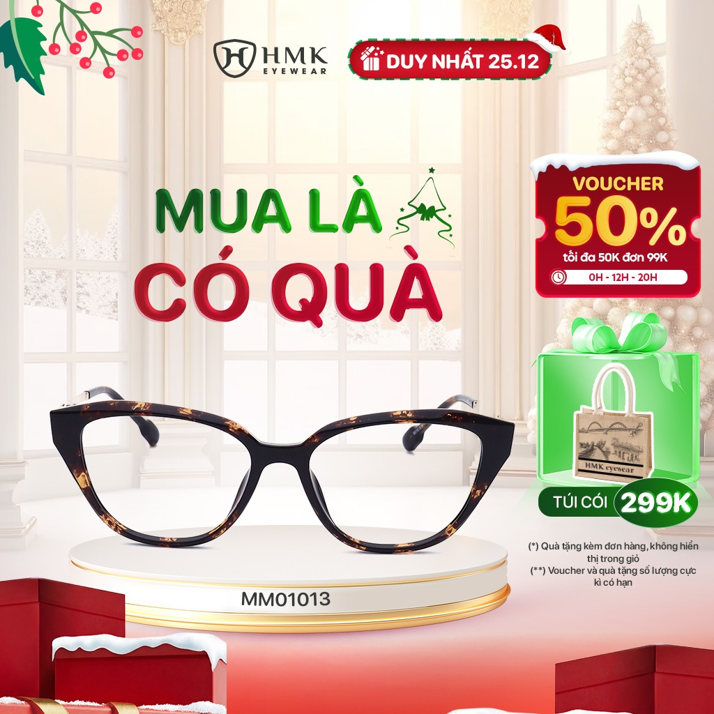 Kính Mắt Mèo HMK Eyewear Thời Trang Nữ Mắt Mèo Kim Loại Phối Nhựa Trendy Nhiều Màu - MM01013