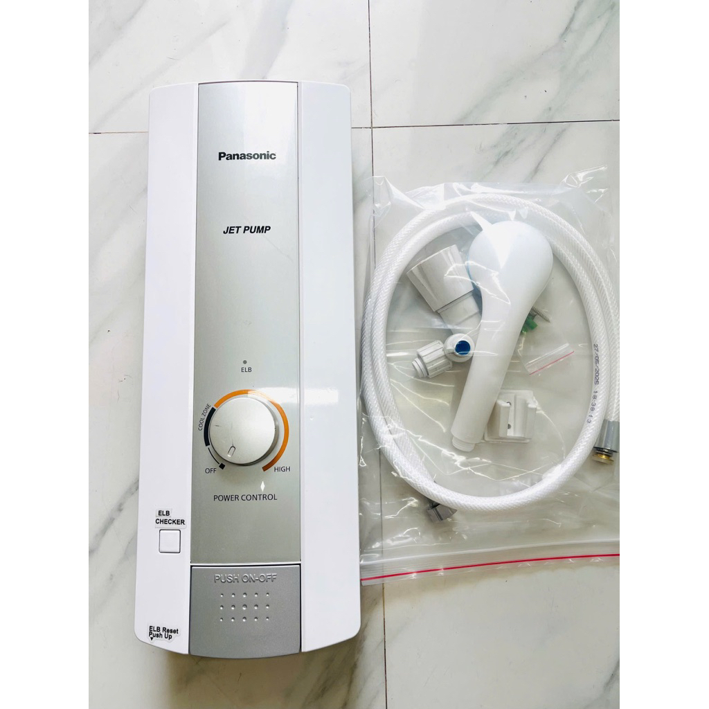 MÁY NƯỚC NÓNG PANSONIC 4,5KW CỦ CÓ BƠM (có bảo hành ) trọn bộ :máy +van+bộ vòi sen
