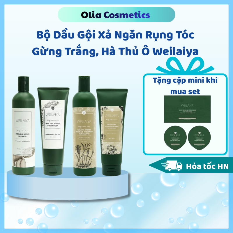 Set gội xả gừng Weilaiya, Dầu gội Weilaiya, Dầu xả Weilaiya gừng hà thủ ô ngăn rụng tóc kích mọc tóc