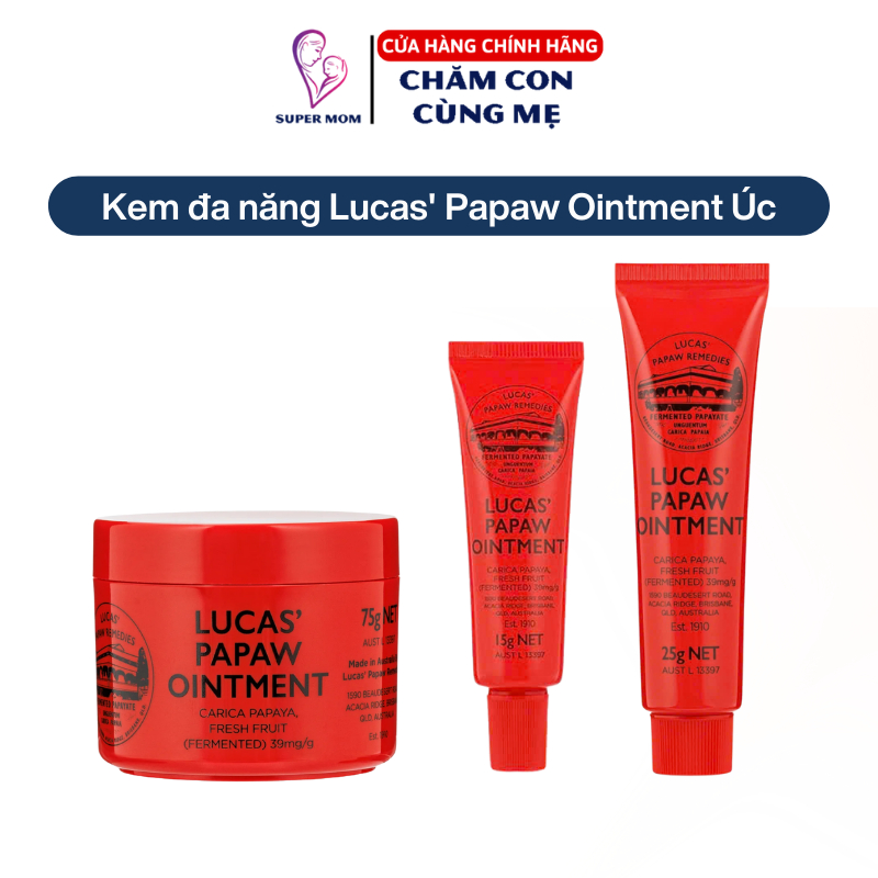 Kem đa năng Lucas' Papaw Ointment Úc 15g - 75g chiết xuất từ quả đu đủ