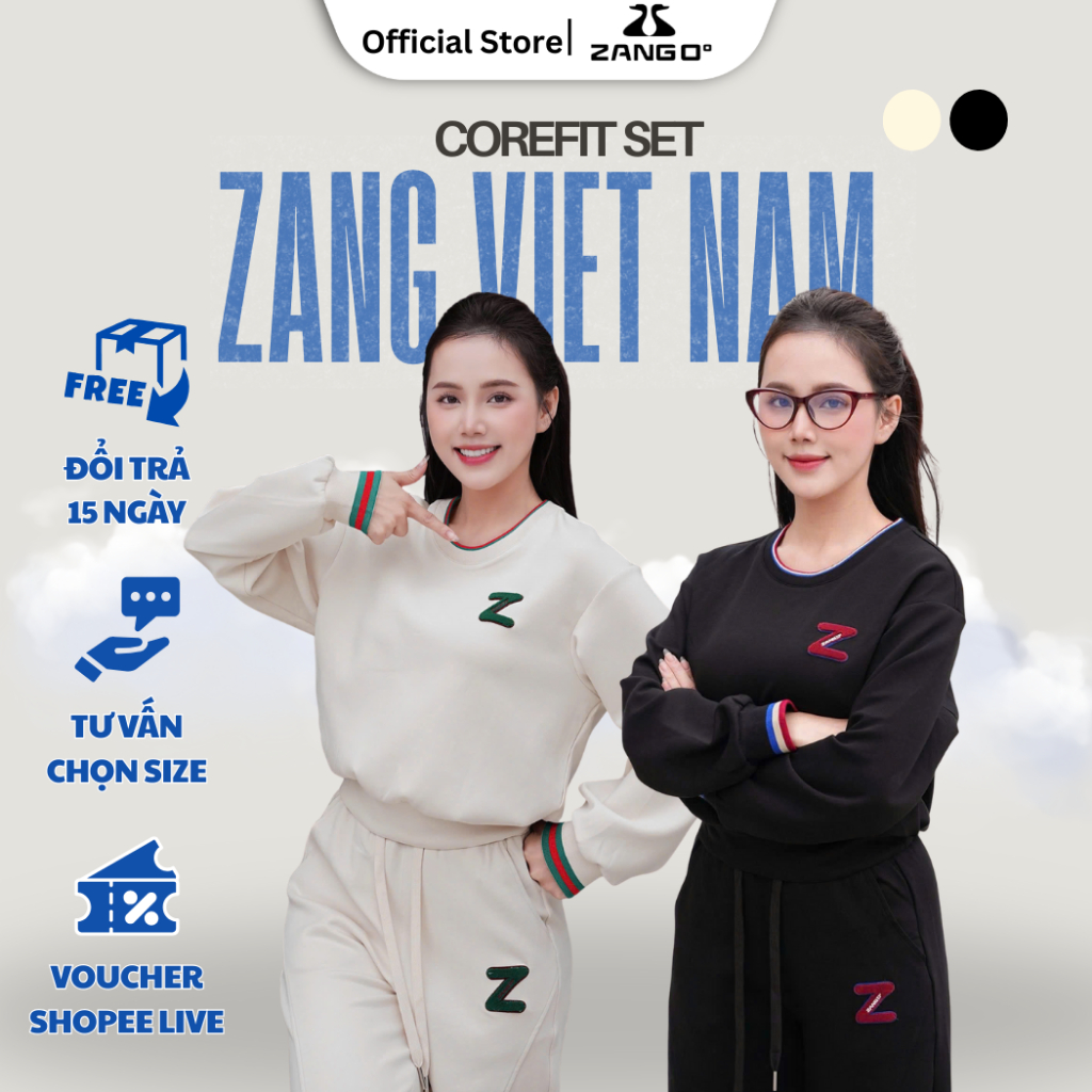 ZANG CoreFit Set - Set Áo Croptop Sweater, Quần Ống Suông Lưng Cao Dày Dặn Mặc Đi Chơi/Đi Làm - Zang