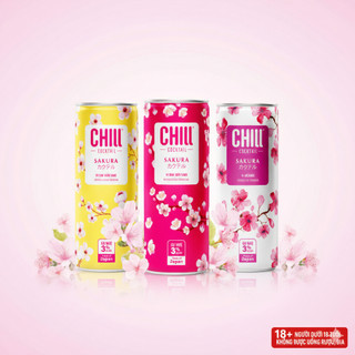 Combo 12 lon nước trái cây lên men Chill Cocktail mix 3 vị Sakura 250ml/lon