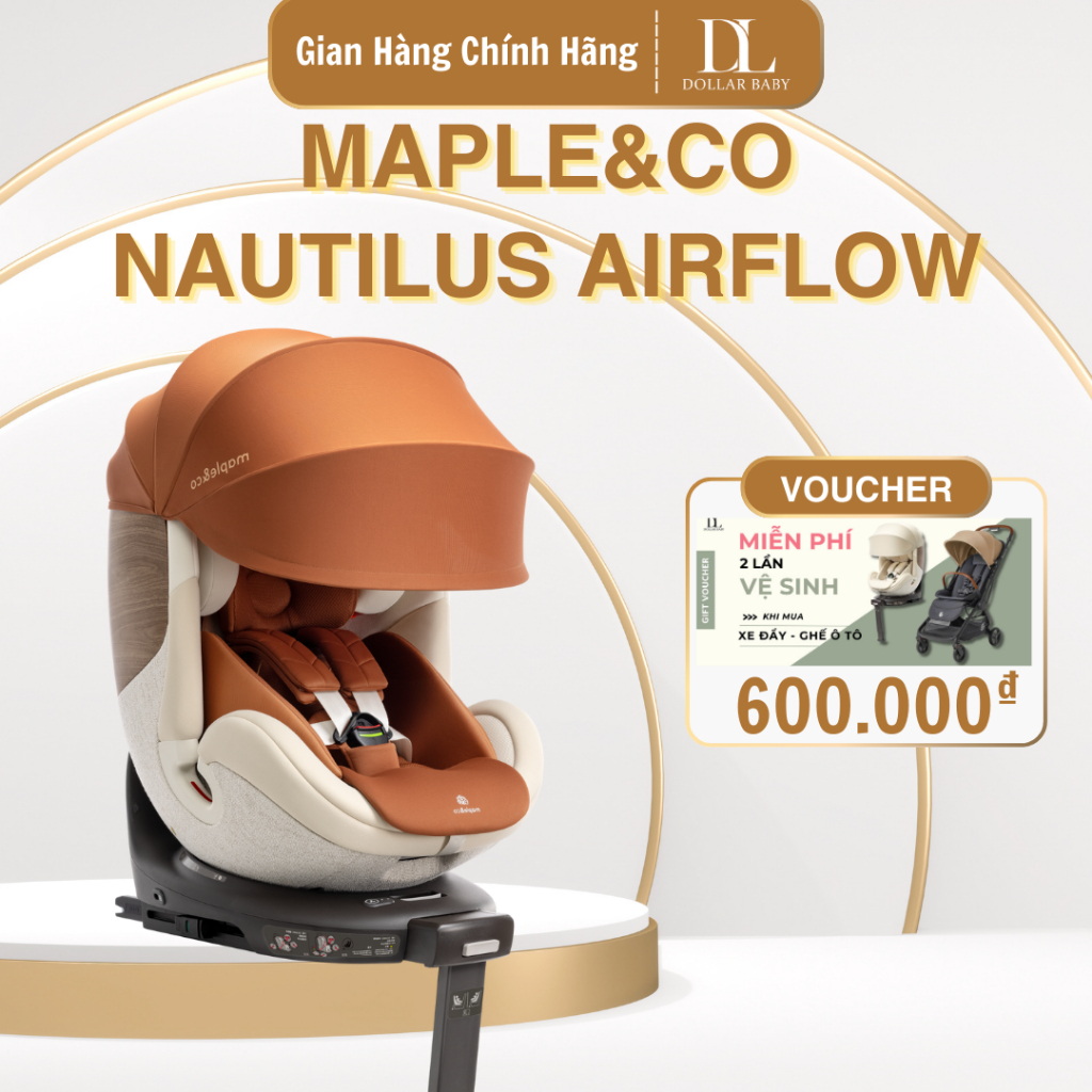 Ghế Ô Tô Cao Cấp Maple&Co Nautilus Airflow, Có Quạt Làm Mát, Xoay 360°, R129 - Chính Hãng Mỹ