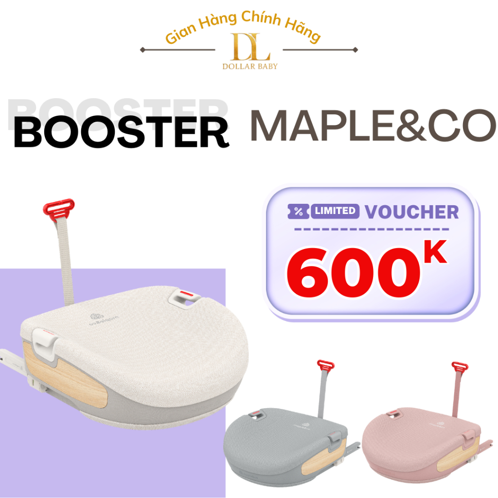 Ghế Ngồi Ô Tô Maple&Co Booster - Chuẩn An Toàn i-Size R129, ISOFIX - Chính Hãng