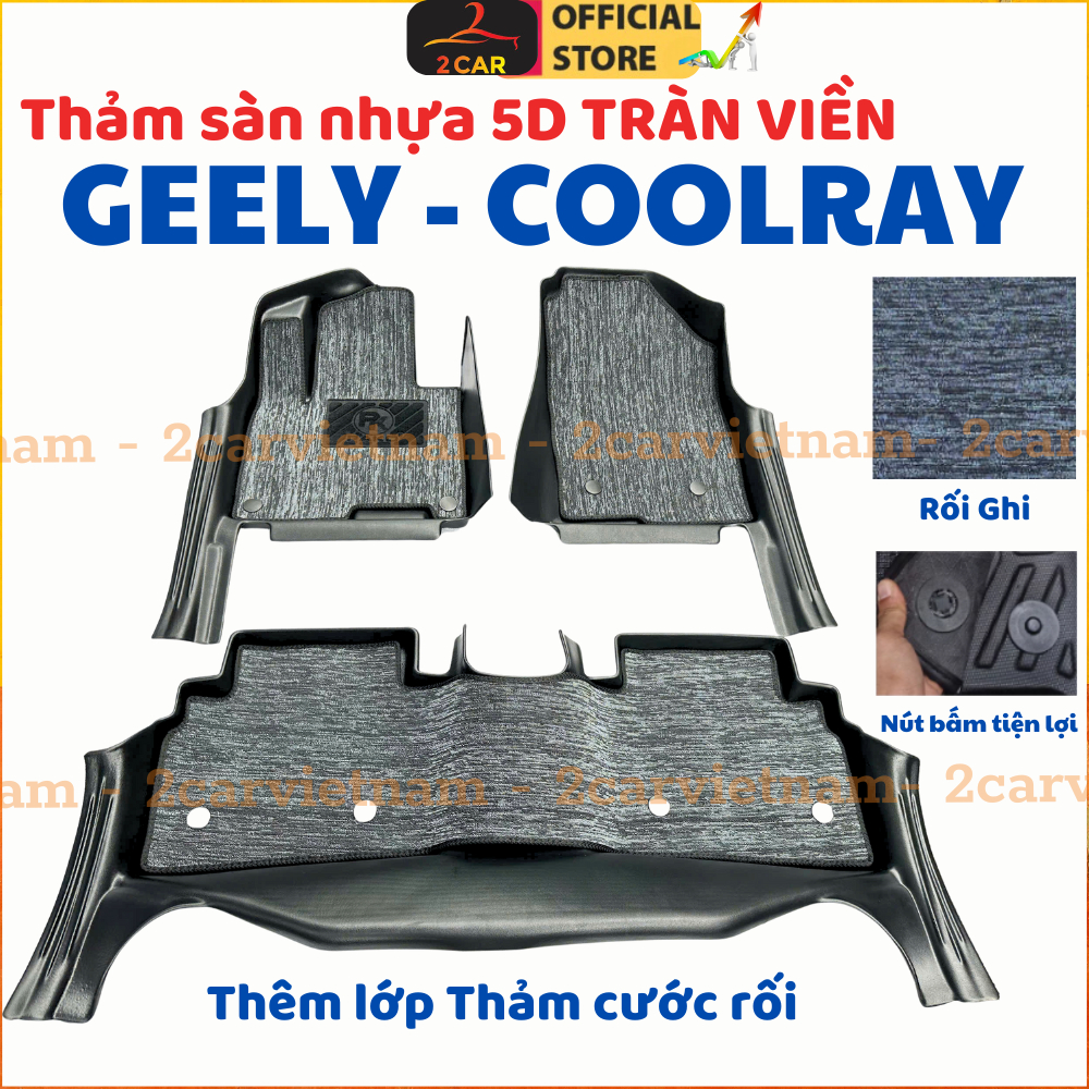 Thảm lót sàn NHỰA 5D xe GEELY Coolray - Mẫu TPE Tràn viền bậc cửa, Dễ dàng vệ sinh - Mẫu BẬC DÀI
