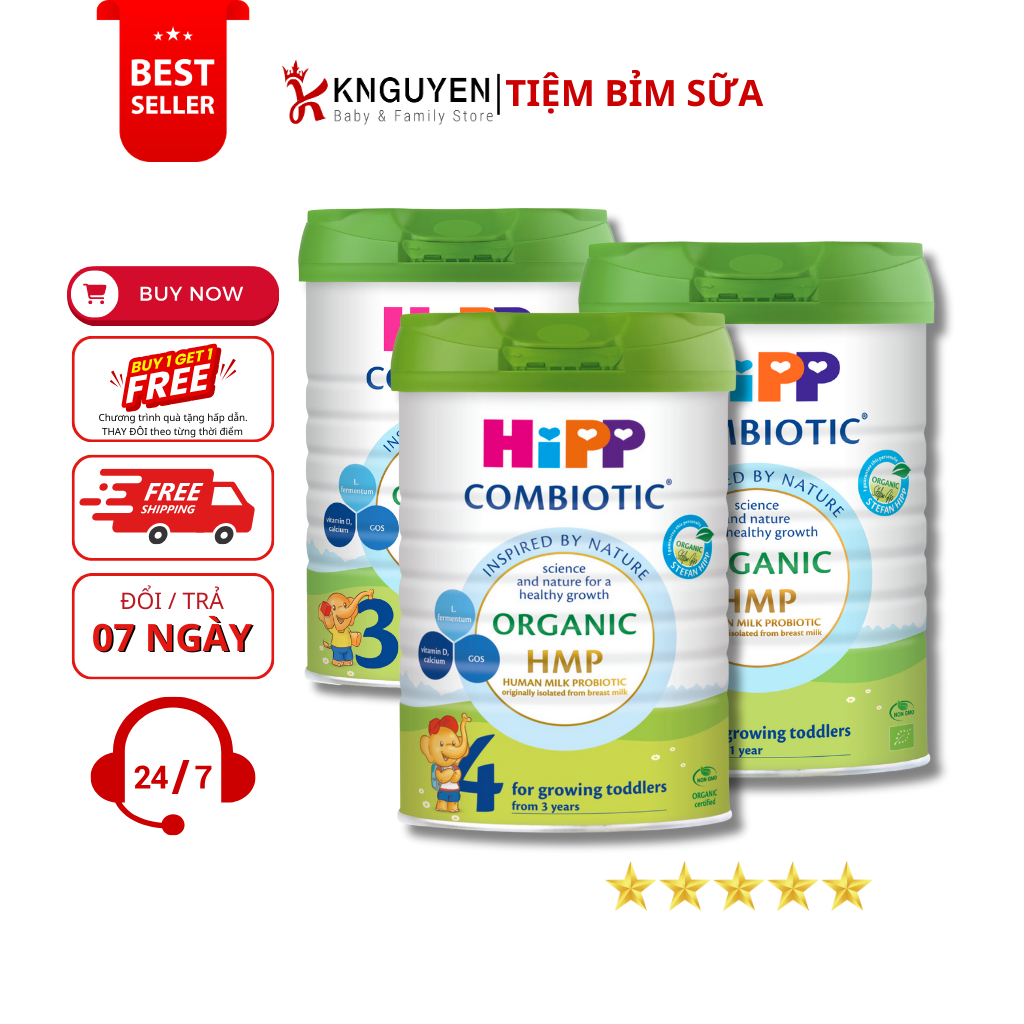 Sữa bột công thức HiPP [hipp, Hipp] 1 2 3 4 Organic Combiotic 800g bổ sung DHA trực tiếp.