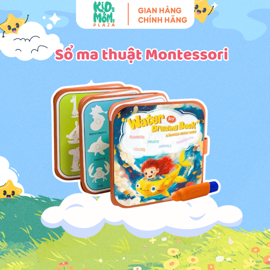 [QUÀ TẶNG] Sổ ma thuật bóc dán tô màu - học liệu montessori - Kids & Moms Plaza