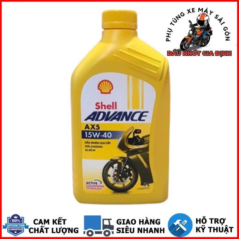 Nhớt Shell Advance AX5 15W40 dành cho xe số, shell vàng 15w40