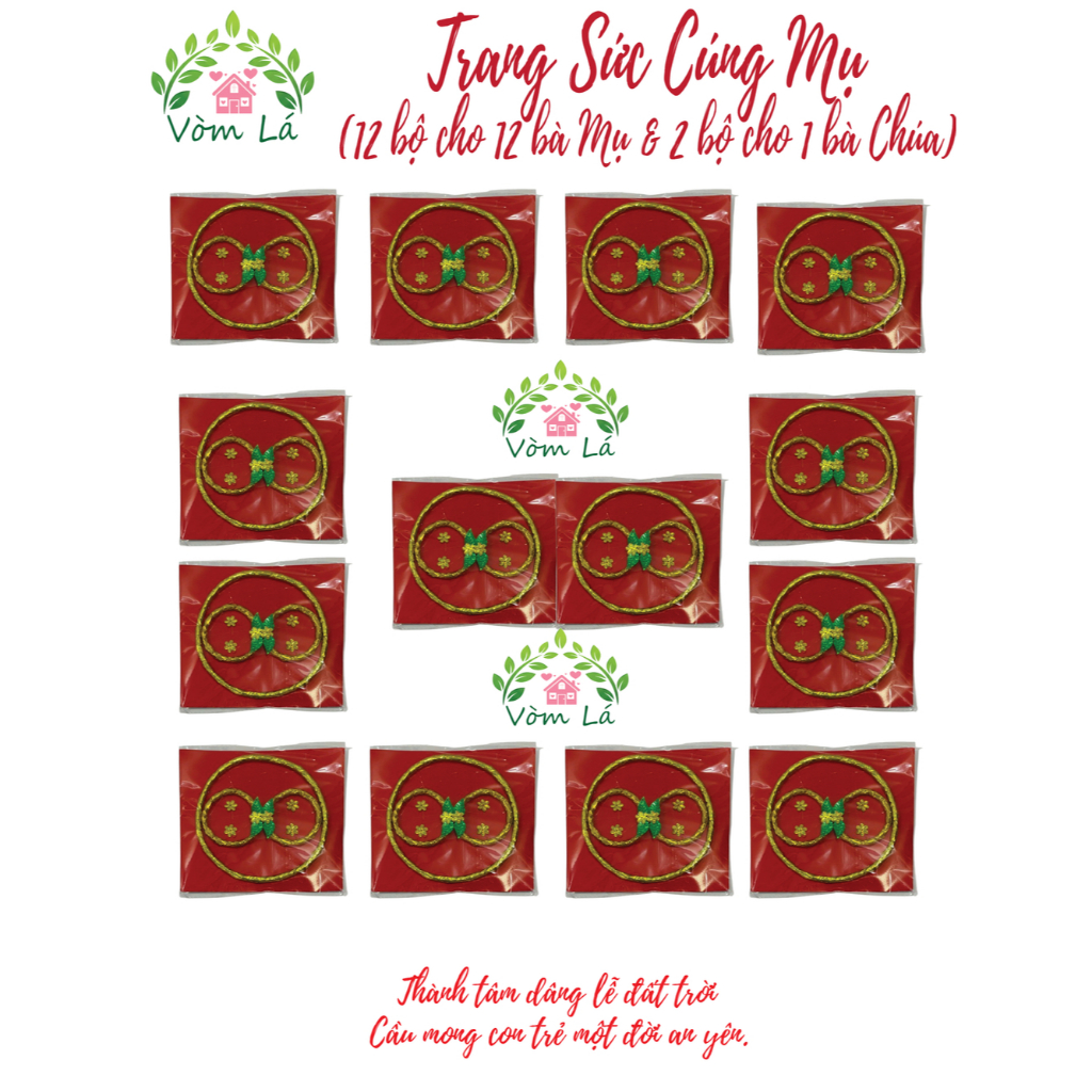 Set Trang Sức Cúng Mụ ( 12 bộ cho 12 bà Mụ + 2 bộ cho 1 Bà Chúa)