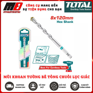 Mũi khoan tường bê tông 4-5-6-8-10 total tac280485 tac280595 chuôi lục giác