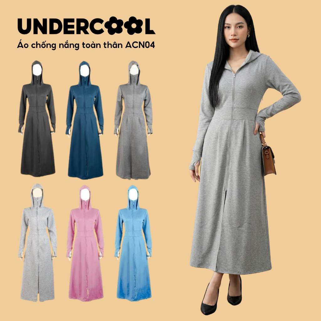Áo Chống Nắng Dài Toàn Thân UNDERCOOL Umi dày dặn Co Giãn Thoáng Mát - Chống Nắng UPF50+ Nữ Dáng dài