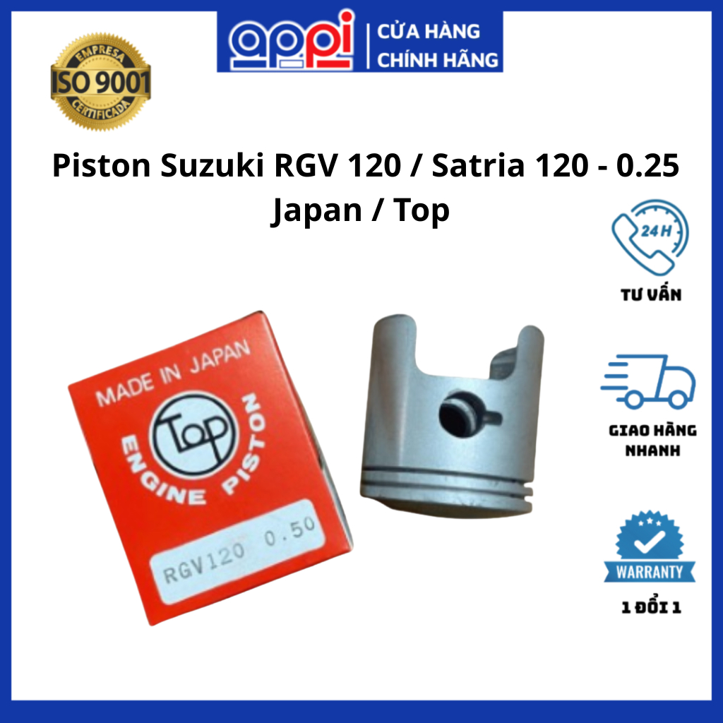 Bộ piston sét măng xipo | Combo piston bạc sport RGV120, Satria120-56mm chính hãng TOP TOP-PT-RGV