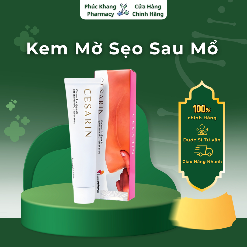 Kem bôi sẹo sau mổ Cesarin Ointment 30g Lancopharm Đức Làm mềm, đều màu da sẹo thâm, sẹo lồi lâu năm