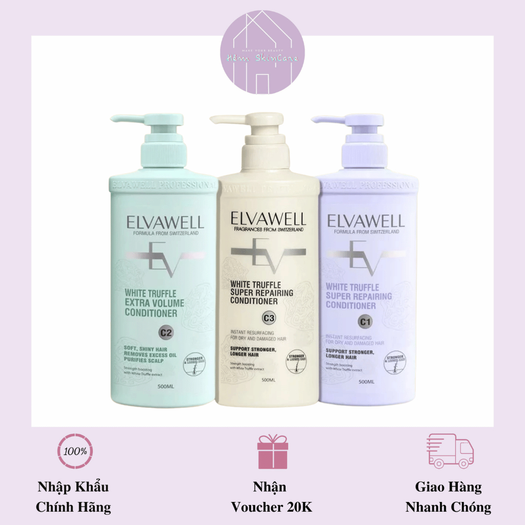 Elvawell Wash Hair - Gội Xả Hỗ trợ chăm sóc tóc Suôn mượt