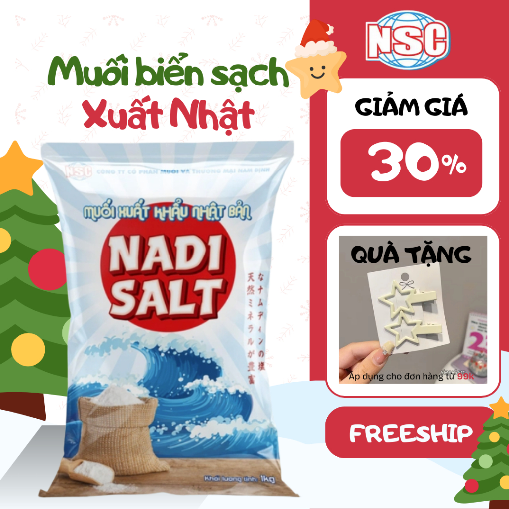 Muối hạt sạch xuất khẩu Nhật Bản, Muối Nadi Salt NSC muối biển tự nhiên, muối ngon giàu vi khoáng