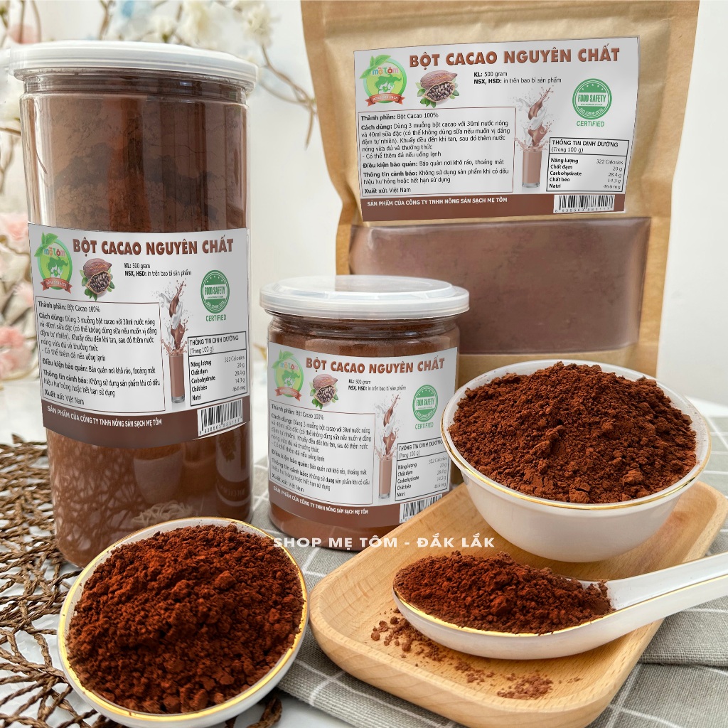 COMBO 5KG BỘT CACAO NGUYÊN CHẤT (10 BỊCH ZIP HOẶC 10 LON PET) (CÓ XUẤT HÓA ĐƠN CÔNG TY)