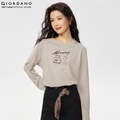 [Online Exclusive] [Beau Monde] Áo Thun Nữ Dài Tay In Hình 100% Cotton sketch print long sleeve tee 13395793