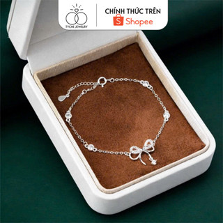  Lắc tay bạc nữ Tyche Camellia vòng tay nơ treo hạt đá nhẩy lấp lánh TYCHE JEWELRY 