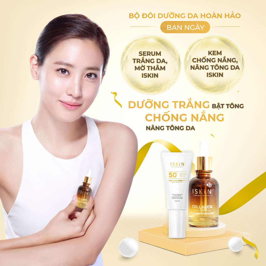 Combo Serum và Kem Chống Nắng Dưỡng Trắng Bảo Vệ Da Toàn Diện Phục Hồi Làm Dịu Da Và Chống Lão Hoá I