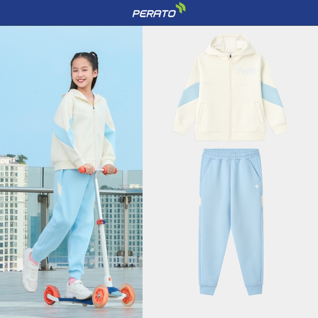 Set Bộ Nỉ Khóa Bé Gái PERATO Phong Cách Basketball BBNKW5G012