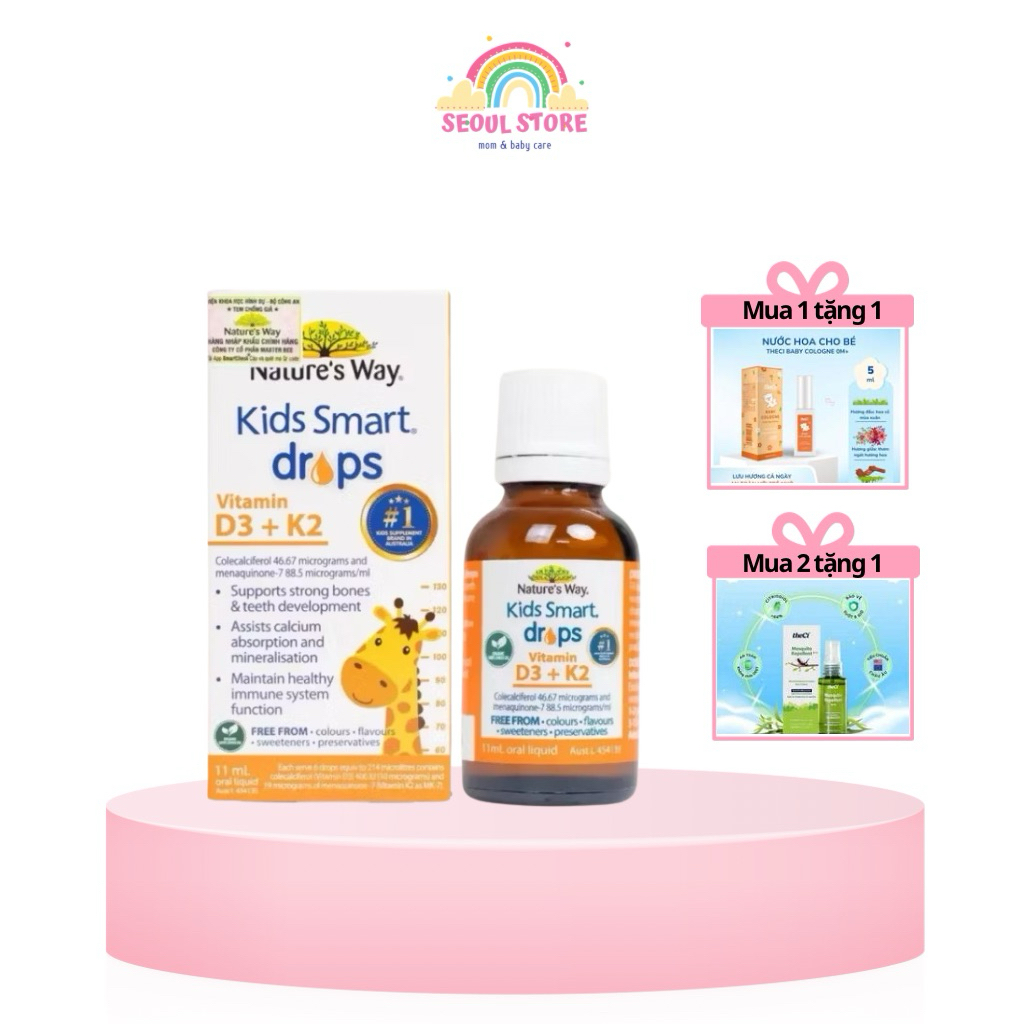 Vitamin D3k2 organic Nature's Way, D3K2 drop cho trẻ sơ sinh từ hoa hướng dương hữu cơ 11ml