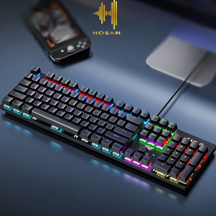 Bàn Phím Cơ HOSAN Aula S2022 Kết Nối Có Dây USB Blue Switch Và Đèn LED Nhiều Chế Độ Ấn Tượng | BigBuy360 - bigbuy360.vn