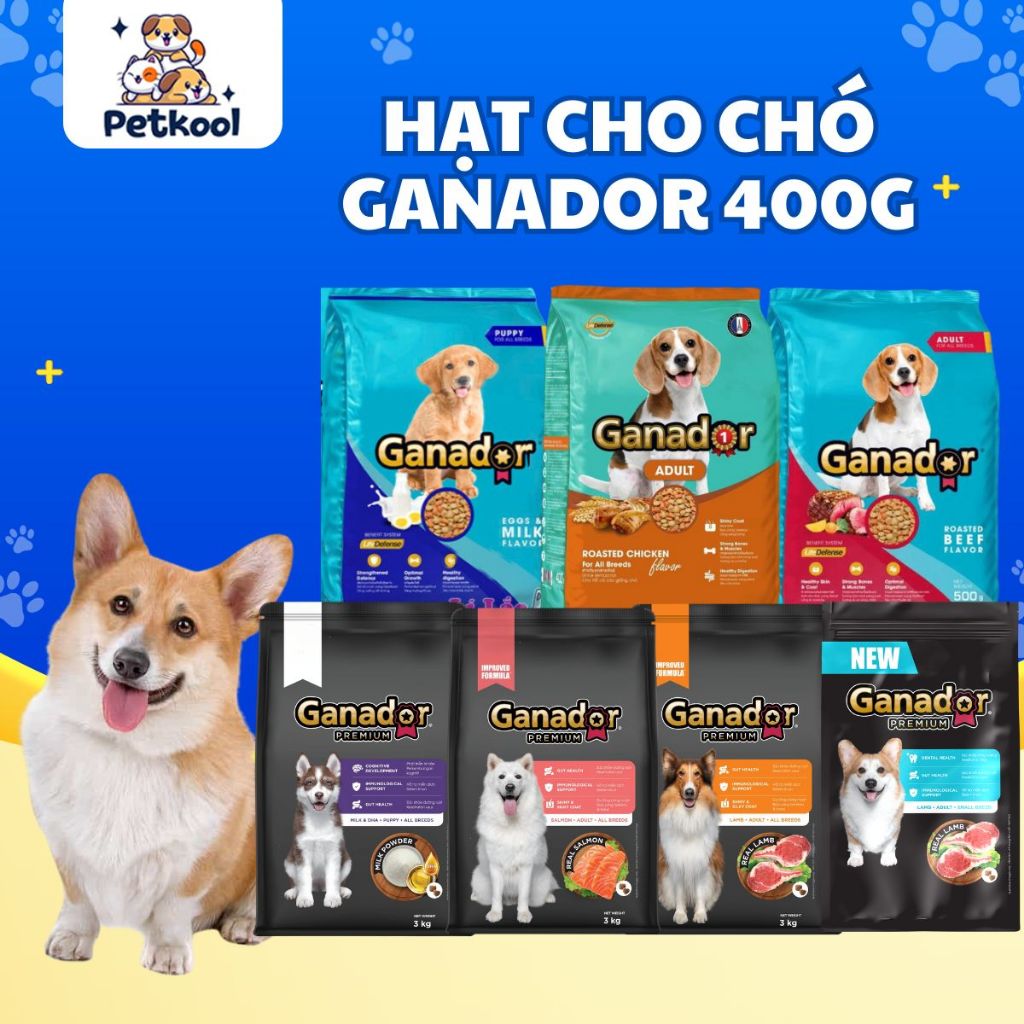 Hạt Ganador Cho Chó Gói 400g, Thức Ăn Hạt Cho Chó Con & Chó Trưởng Thành Bổ Sung Vitamin Khoáng Chất Pet Kool