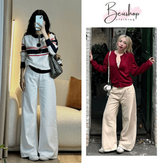  Quần KAKI Trắng Trơn Nữ Suông Ống Đứng 20-24CM Lưng Cao Ôm Eo Quần Jean Nữ BASIC Form Suông Rộng Phủ Giày MIAA 