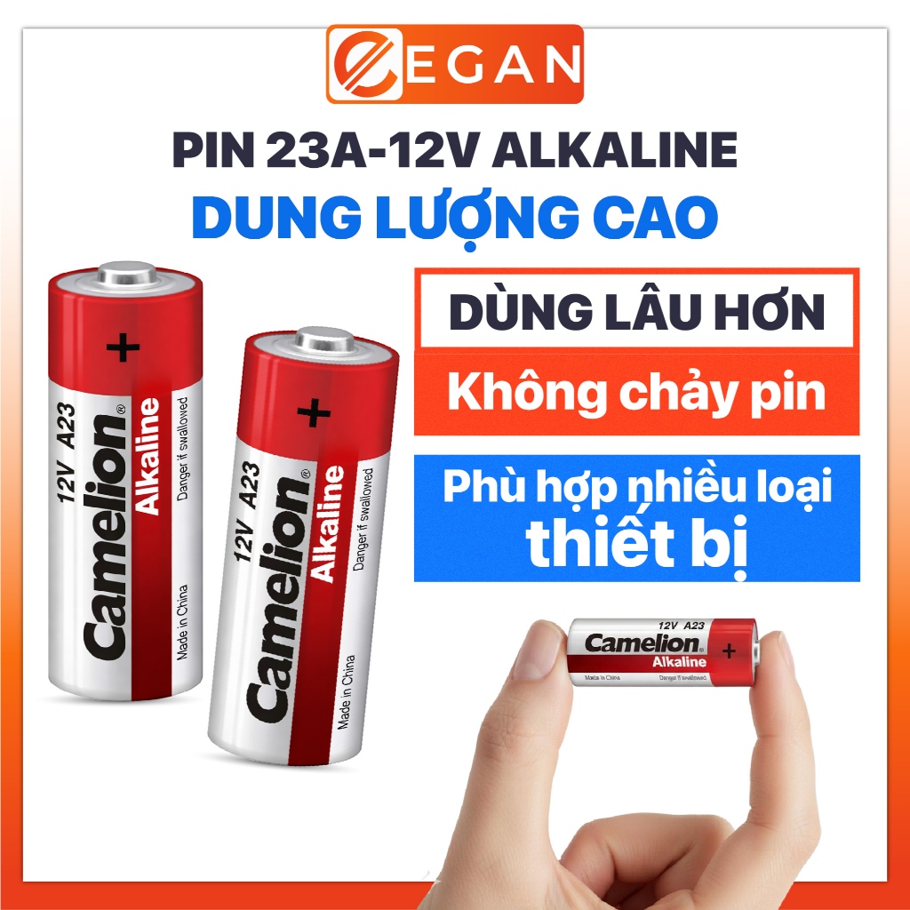 Pin 23A 12V Alkaline màu đỏ - Pin 12V 23A dung lượng cao cho nút bấm chuông cửa, remote cửa cuốn