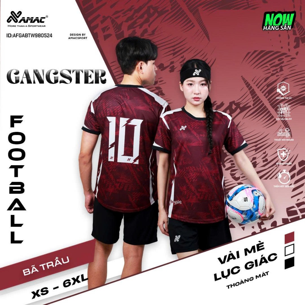 Quần Áo Đá Banh Thiết Kế AMAC GANGSTER MẪU MỚI CỰC CHẤT CÓ GIÃN THOÁNG KHÍ MIKASPORT