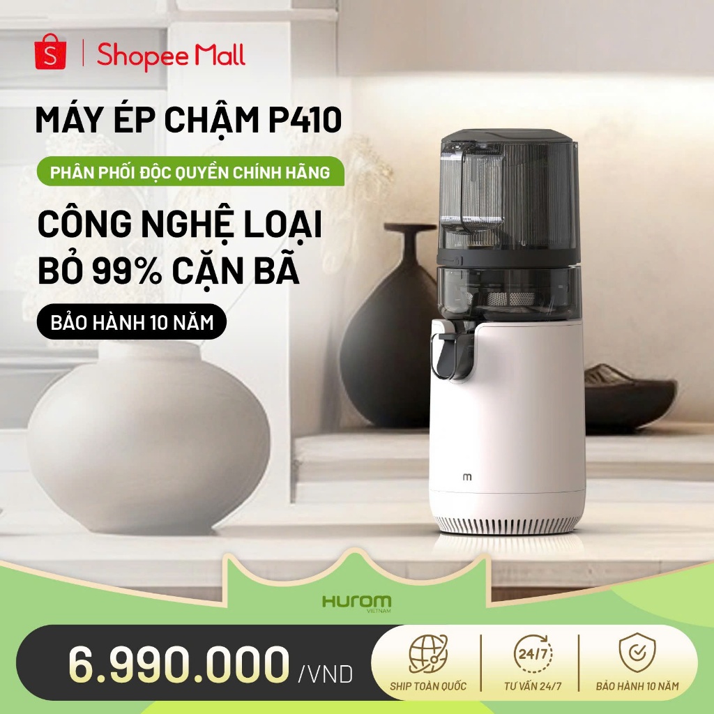 Máy ép chậm Hurom P410 (E50ST) - Mẫu mới nhất 2025 - Bảo hành chính hãng 10 năm - Phân phối độc quyền tại Việt Nam