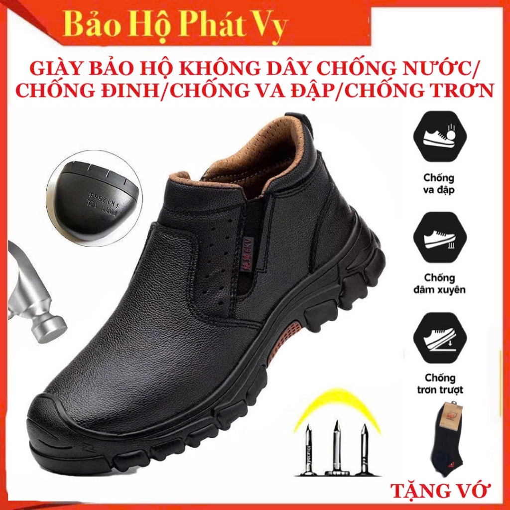 Giày Bảo Hộ Lao Động Không Dây Chống Nước SAFEGO MS909 Chống Đinh/Chống Va Dập/Chống Trơn/Chống Tia 
