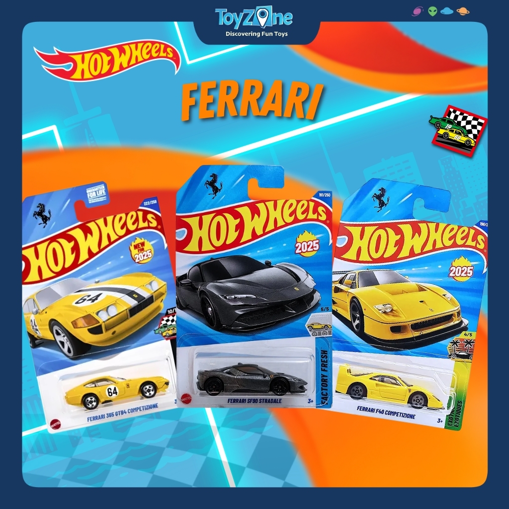 Mô hình xe Hot Wheels Ferrari SF90, F40 chính hãng
