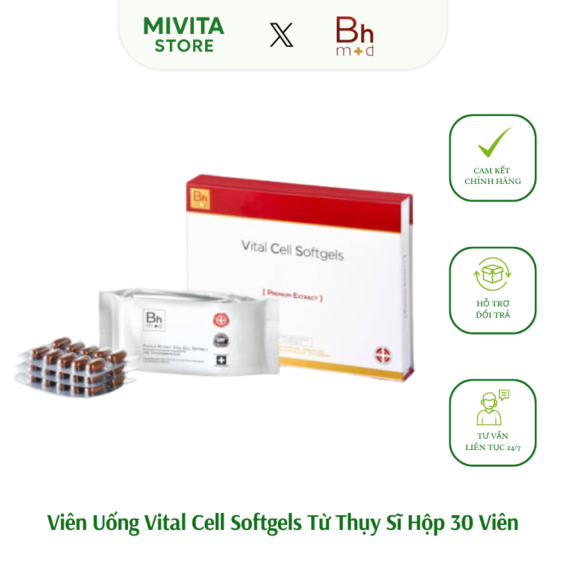 Viên Uống Bh M+d Vital Cell Softgels Từ Thụy Sĩ Hộp 30 Viên