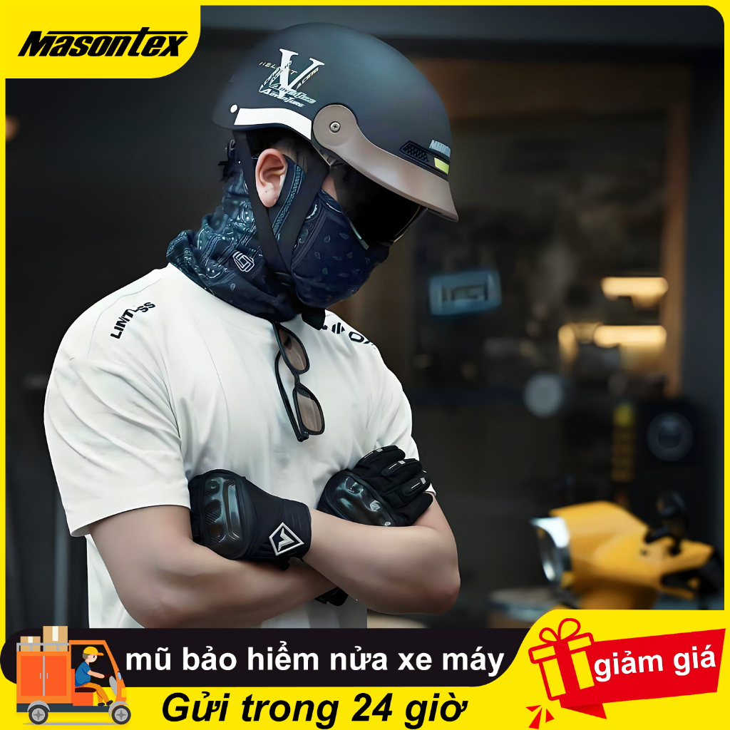 Mũ bảo hiểm Masontex chính hãng, kích thước điều chỉnh được, thoáng khí và an toàn.