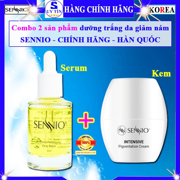 COMBO 2 serum nám sennio hàn quốc kem nám sennio chính hãng huyết thanh nám sennio nguyên bộ senio