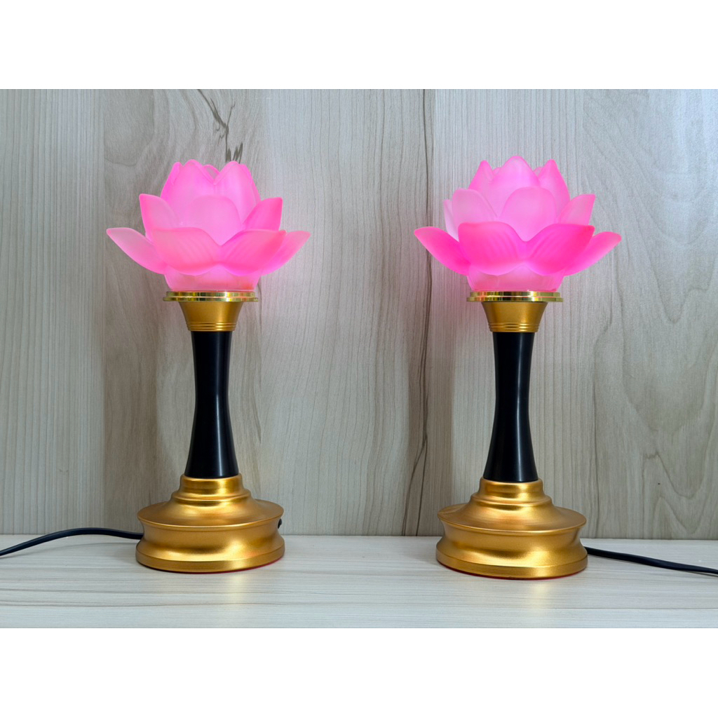 Cặp đèn thờ hoa sen lưu ly cao cấp