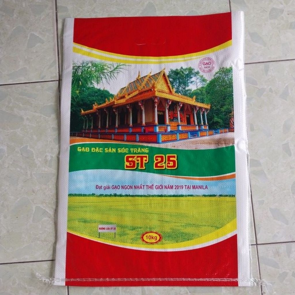 Combo 50 cái. Vỏ bao đựng gạo 10k. Mẫu St25 màu đỏ