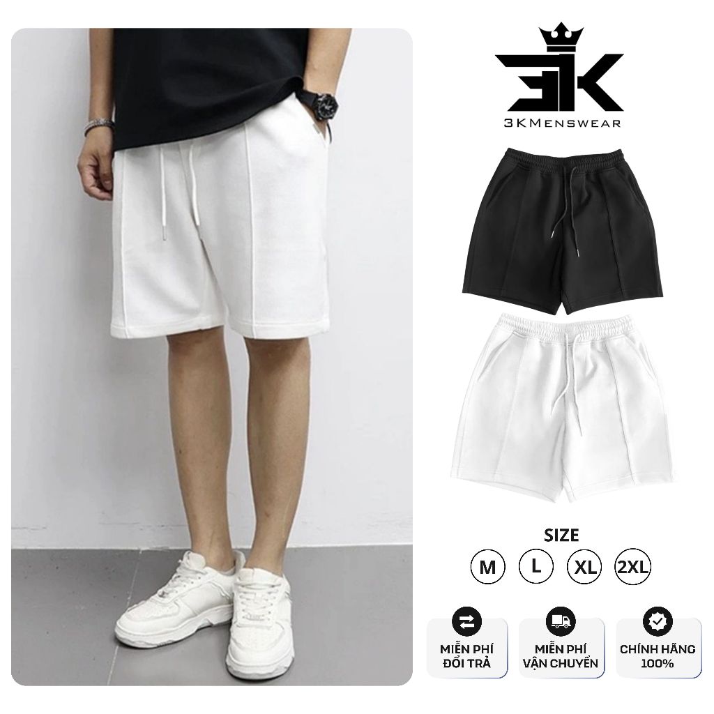 Quần quần đùi nam, quần short nam 3KMENSWEAR chất nỉ cotton dày dặn chân cua from 45-85kg