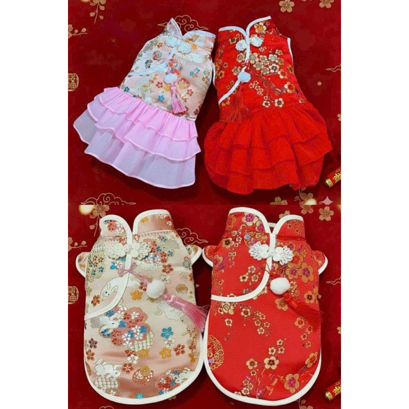 Áo sườn xám , đầm sườn xám mặc Tết 2026 cho chó mèo