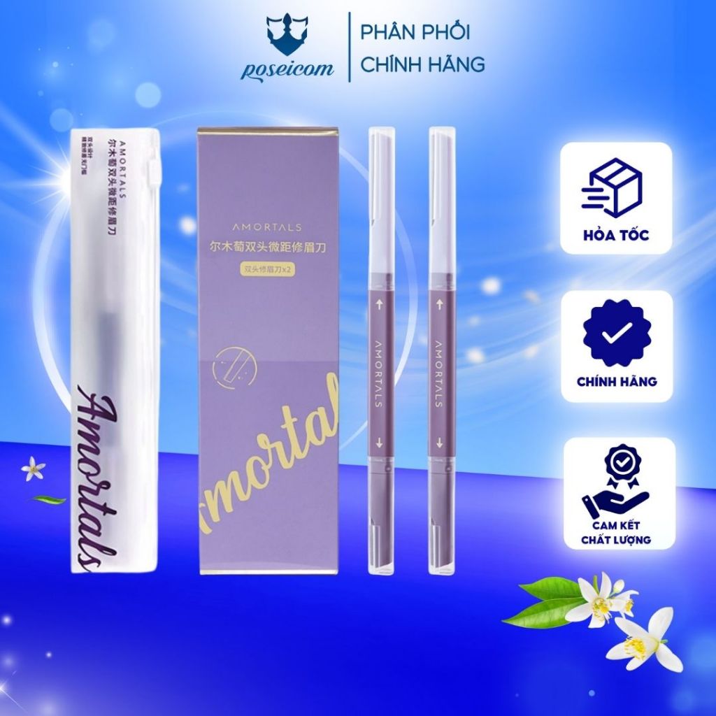 Dao cạo lông mày hai đầu AMORTALS dao tỉa lông mày tiện lợi an toàn cho da