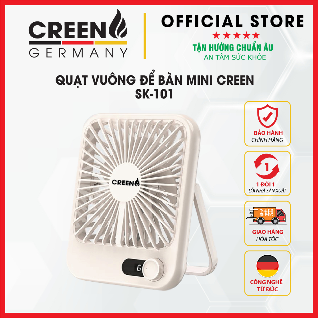[Giảm 12% SPayLater] Quạt để bàn mini gấp gọn phun sương CREEN - Bảo hành chính hãng 12 tháng