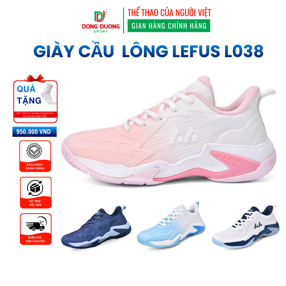 Giày Cầu Lông Lefus L038 Chính Hãng Nam Nữ Bền Đẹp, Bám Sân Tốt (Hỗ trợ đổi size) - Mẫu Mới
