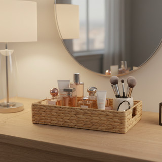 VIETBAS Bí quyết Decor nhà cửa: Khay Mây Đan đựng đồ cá nhân cực xinh.
