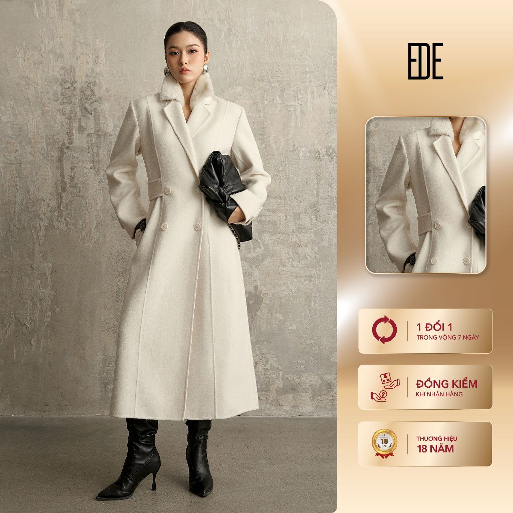 Áo khoác măng tô dáng dài thiết kế Eva de Eva 25AHCE003B