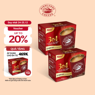 COMBO 2 HỘP CÀ PHÊ SỮA HOÀ TAN 3IN1 HIGHLANDS COFFEE -  20 gói x 2  