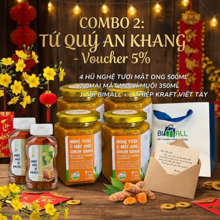 [Kèm quà tặng] Combo Tứ Quý An Khang - Nghệ tươi mật ong ủ chum sành Nghệ Sành giúp đẹp da tốt cho hệ tiêu hóa 500ml