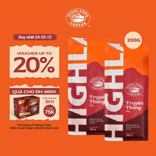 COMBO 2 GÓI CÀ PHÊ RANG XAY TRUYỀN THỐNG HIGHLANDS COFFEE 200G 