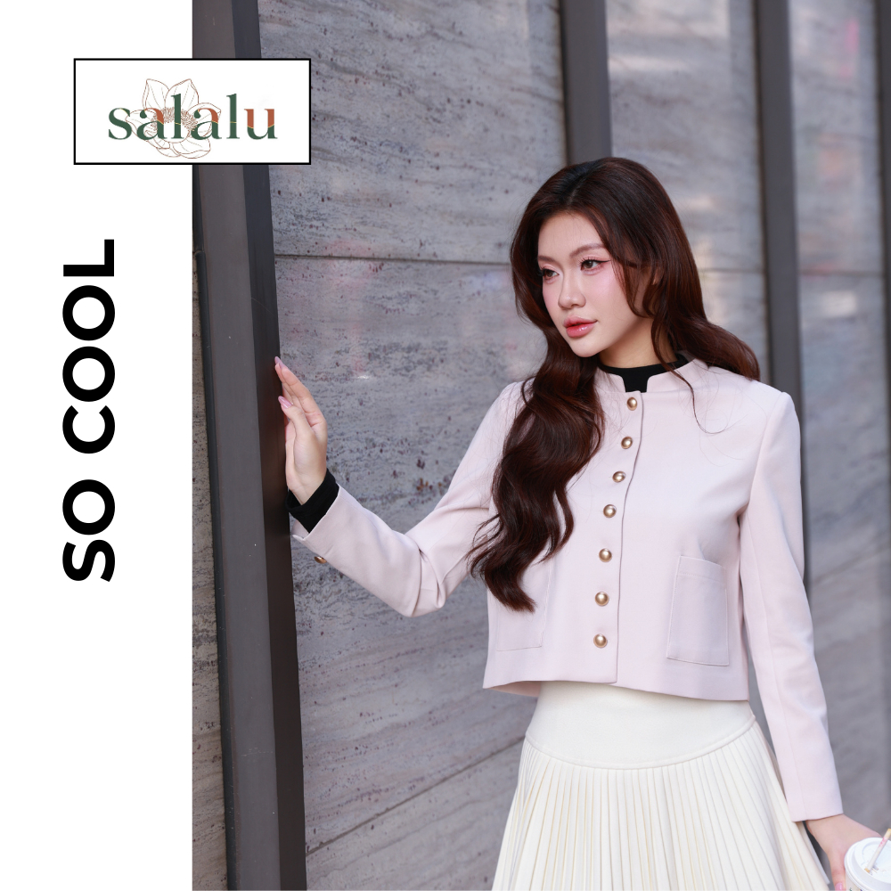 Salalu Áo Blazer Dáng Ngắn Đính Khuy Đồng Thanh Lịch | BigBuy360 - bigbuy360.vn