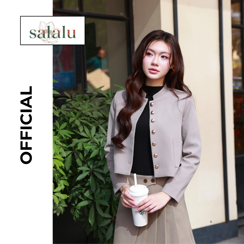 Salalu Áo Blazer Dáng Ngắn Đính Khuy Đồng Thanh Lịch | BigBuy360 - bigbuy360.vn